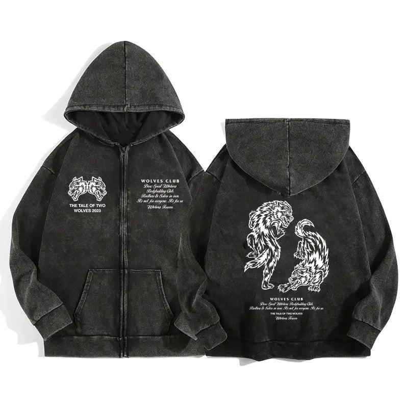 AURALUX Shadow Wolf Zip Hoodie