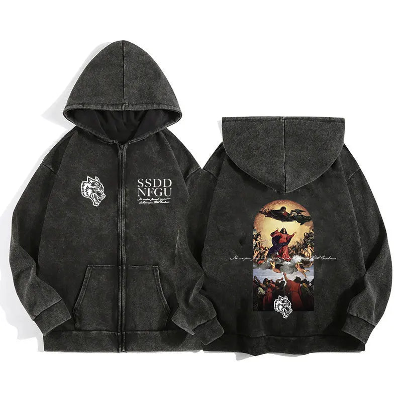 AURALUX Shadow Wolf Zip Hoodie