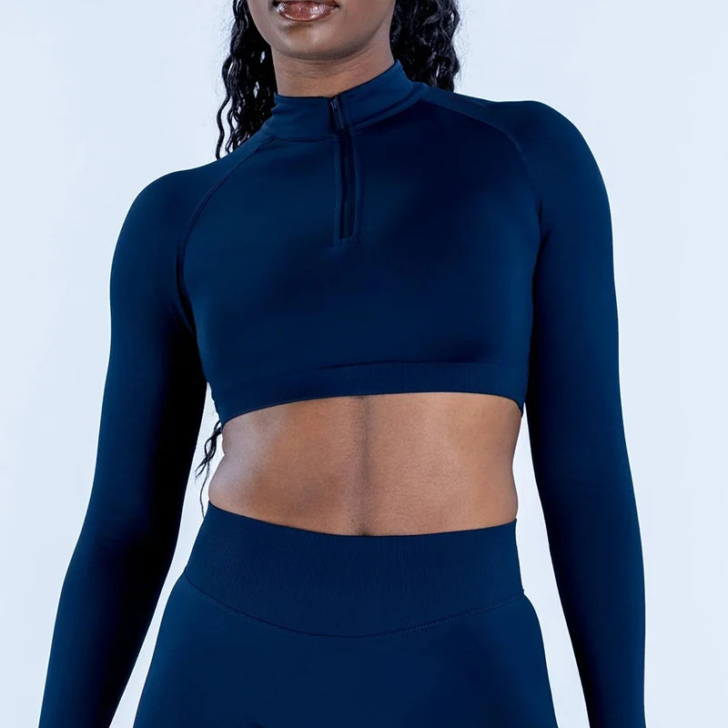 AURALUX FlexFit Zip Crop Top
