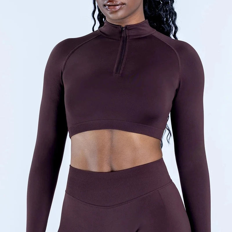 AURALUX FlexFit Zip Crop Top