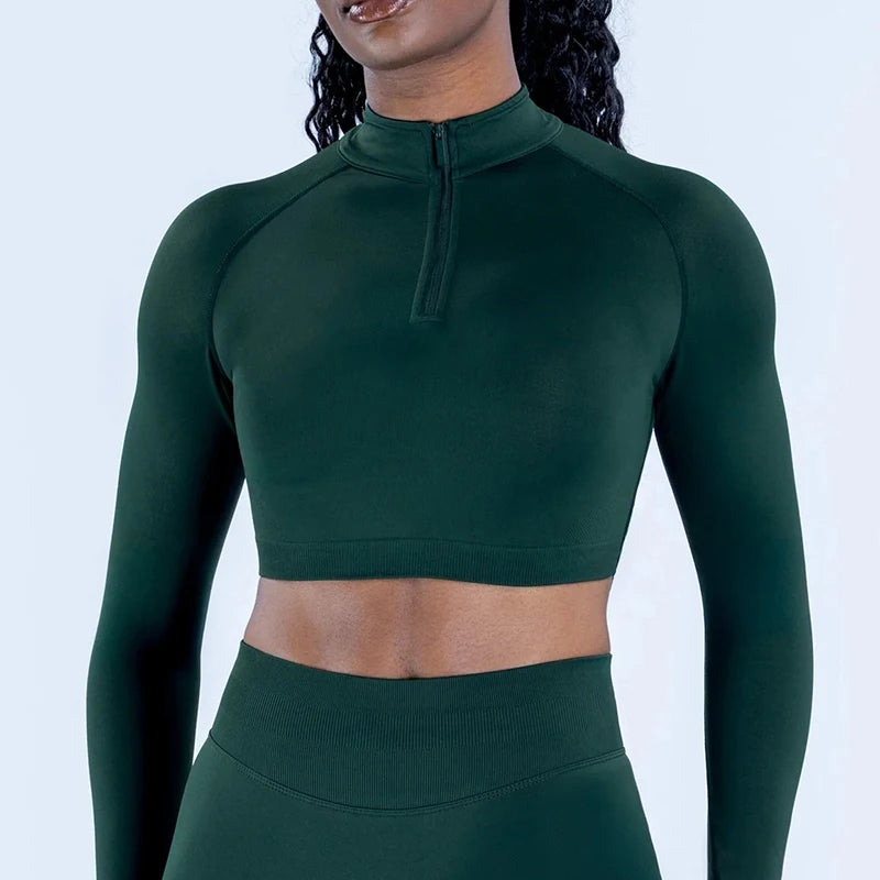 AURALUX FlexFit Zip Crop Top