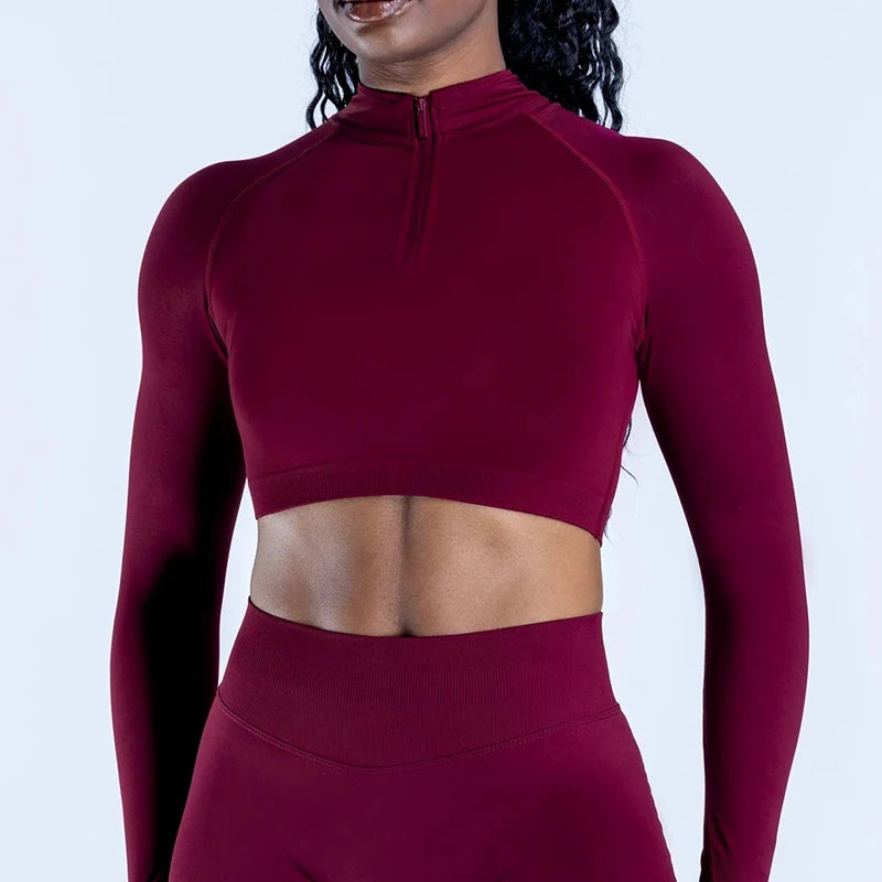 AURALUX FlexFit Zip Crop Top