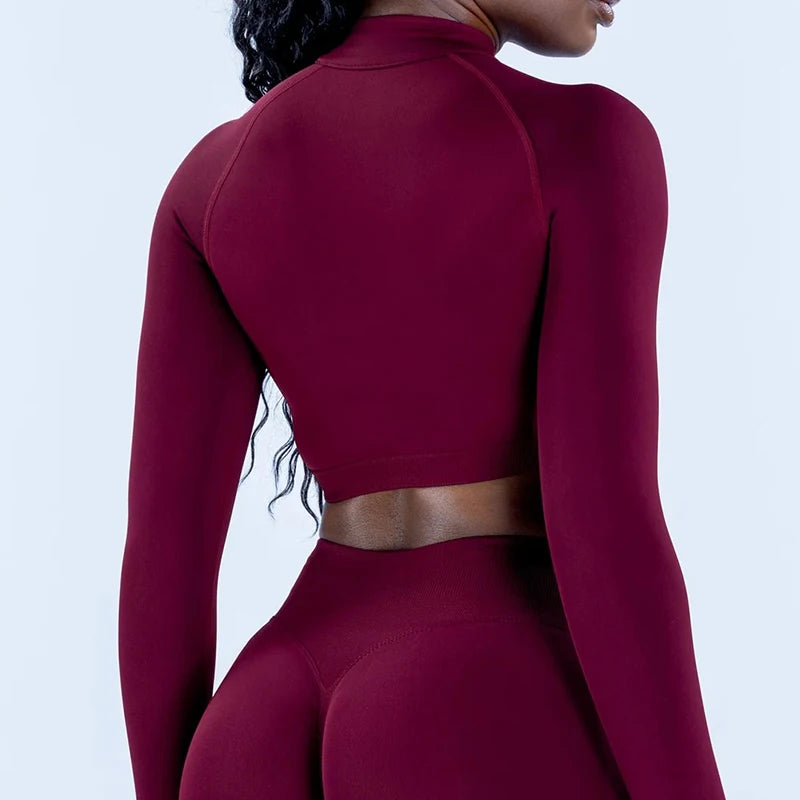 AURALUX FlexFit Zip Crop Top