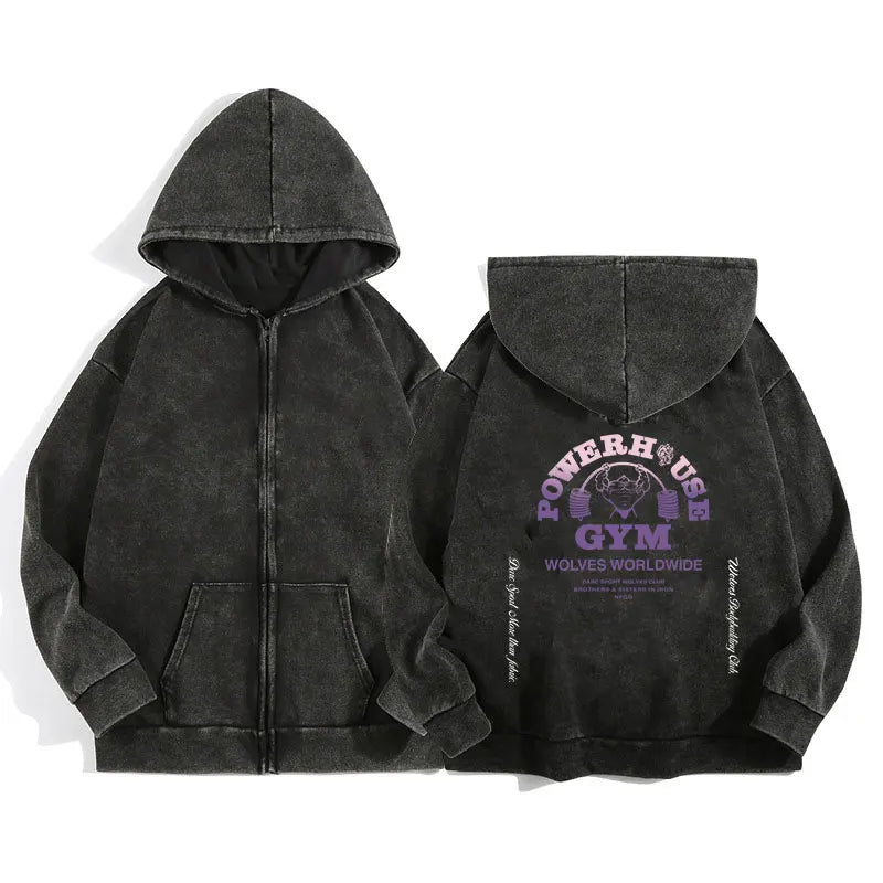 AURALUX Shadow Wolf Zip Hoodie